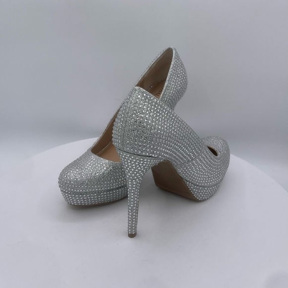 THALIA SODI EMBELLISHED CRISTA WOMENS PLATFORM PUMP SIZE 7 COLOR SILVER LUR NWT - Picture 5 of 11